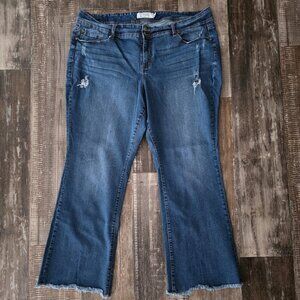 Torrid Woman's Distressed Wide Leg Raw Hem Blue Jeans Size 26R
